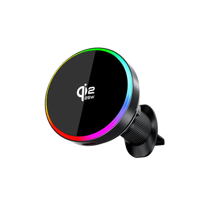 15W Vacuum Suction Magnetic Wireless Charger Car Phone Holder Mount 360 Degree Rotatable Compatible with Smartphones for iPhone