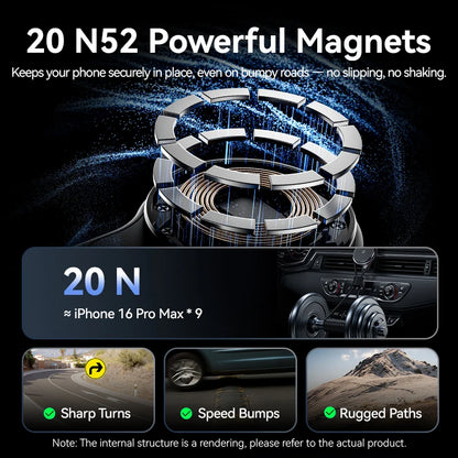 Vention Magnetic Car Phone Holder 15W Wireless Charger Bendable Car Phone Mount for iPhone 12-17 Stand Dashboard Center Console