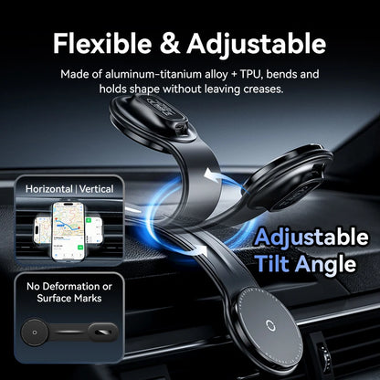 Vention Magnetic Car Phone Holder 15W Wireless Charger Bendable Car Phone Mount for iPhone 12-17 Stand Dashboard Center Console