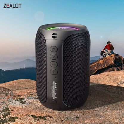 ZEALOT-S32PRO 15W Portable Bluetooth 5.2 Speaker Outdoor Waterproof Wireless TWS Mini Column Box Speaker Outdoor TF Card