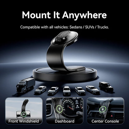 Vention Magnetic Car Phone Holder 15W Wireless Charger Bendable Car Phone Mount for iPhone 12-17 Stand Dashboard Center Console